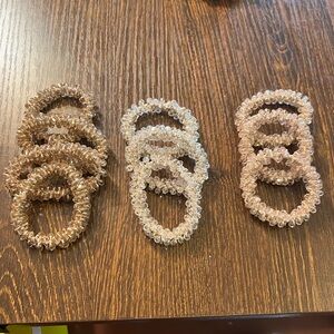 Set of White, Pink and Brown Crystal Hair Ties